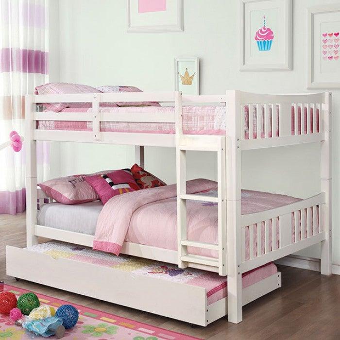 Cameron CM-BK929F-WH White Transitional Full/Full Bunk Bed, White By furniture of america - sofafair.com