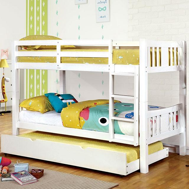 Cameron CM-BK929WH White Transitional Twin/Twin Bunk Bed By Furniture Of America - sofafair.com