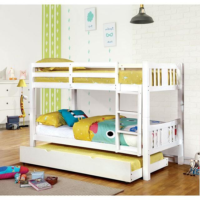 Cameron CM-BK929WH White Transitional Twin/Twin Bunk Bed By Furniture Of America - sofafair.com