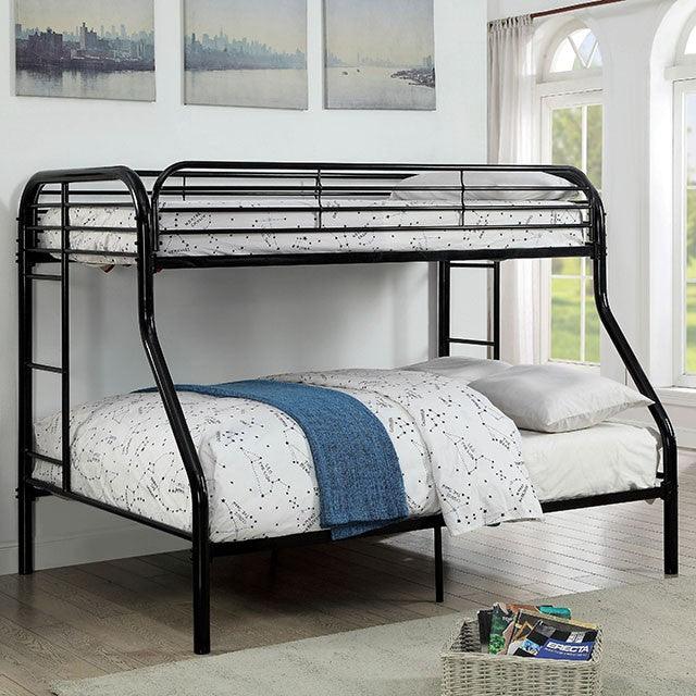 Opal CM-BK931BK-TF Black Contemporary Twin/Full Bunk Bed By Furniture Of America - sofafair.com
