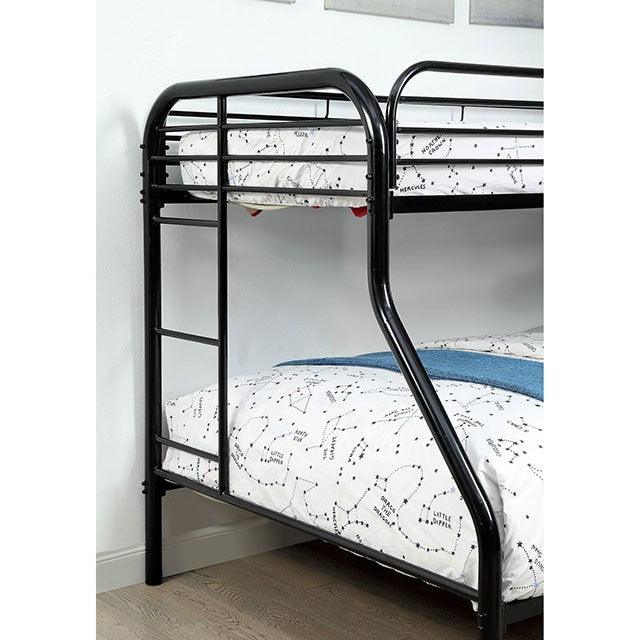Opal CM-BK931BK-TF Black Contemporary Twin/Full Bunk Bed By Furniture Of America - sofafair.com