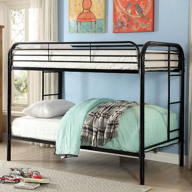 Opal CM-BK931BK-TT Black Contemporary Twin/Twin Bunk Bed By Furniture Of America - sofafair.com