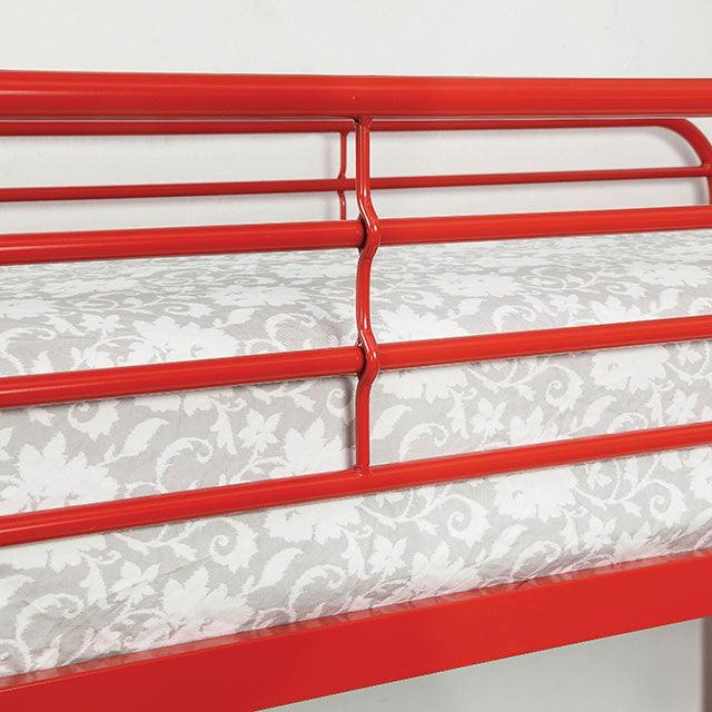 Opal CM-BK931RD-TF Red Contemporary Twin/Full Bunk Bed By Furniture Of America - sofafair.com