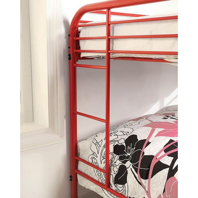 Opal CM-BK931RD-TT Red Contemporary Twin/Twin Bunk Bed By Furniture Of America - sofafair.com