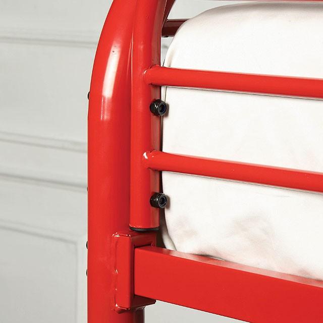 Opal CM-BK931RD-TT Red Contemporary Twin/Twin Bunk Bed By Furniture Of America - sofafair.com