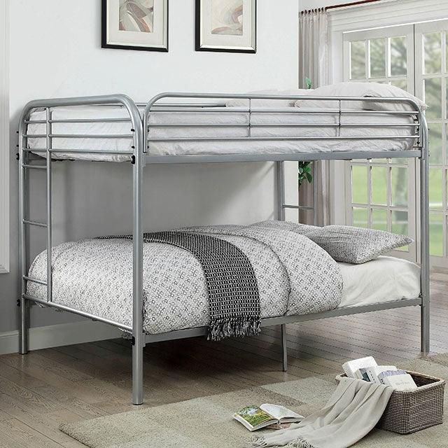 Opal CM-BK931SV-FF Silver Contemporary Full/Full Bunk Bed By Furniture Of America - sofafair.com