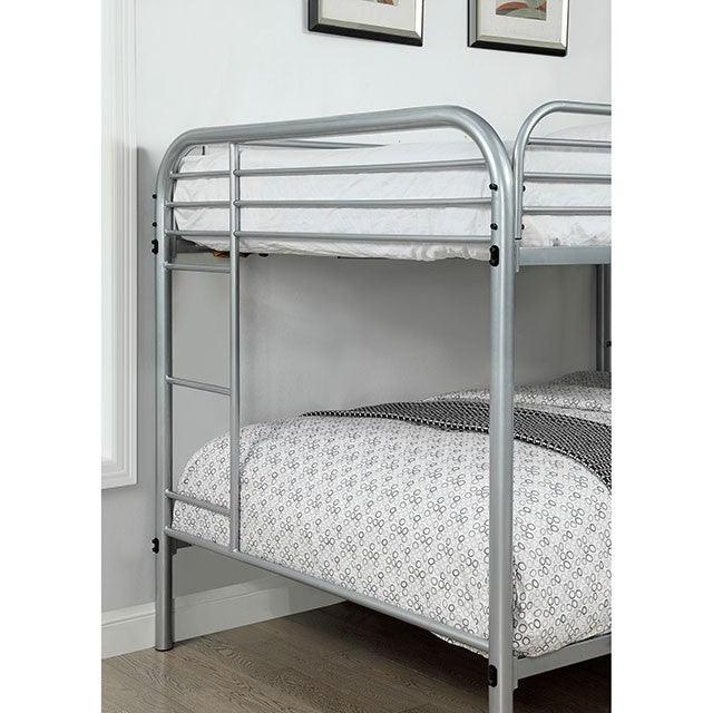 Opal CM-BK931SV-FF Silver Contemporary Full/Full Bunk Bed By Furniture Of America - sofafair.com