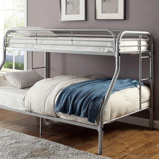 Opal CM-BK931SV-TF Silver Contemporary Twin/Full Bunk Bed By Furniture Of America - sofafair.com