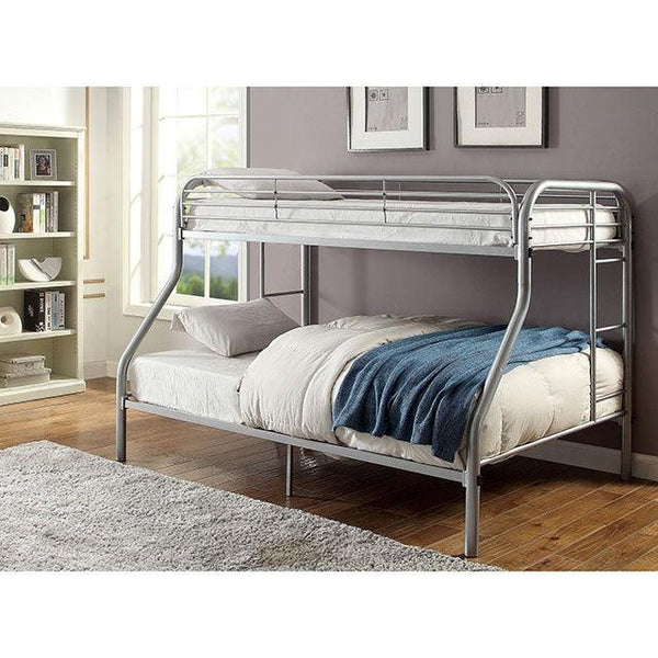Opal CM-BK931SV-TF Silver Contemporary Twin/Full Bunk Bed By Furniture Of America - sofafair.com