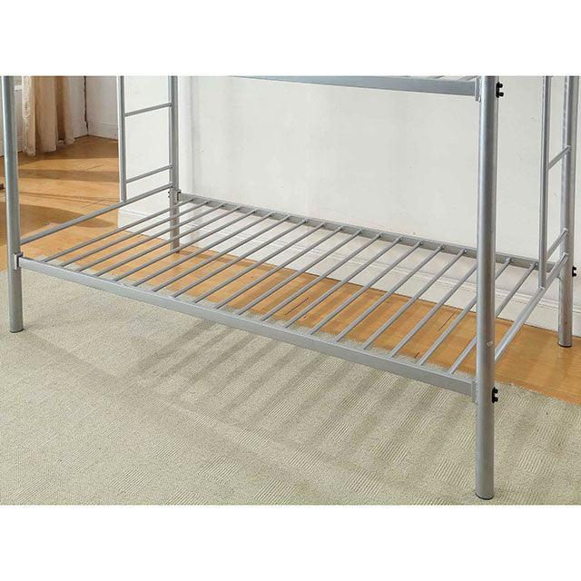 Opal CM-BK931SV-TT Silver Contemporary Twin/Twin Bunk Bed By Furniture Of America - sofafair.com