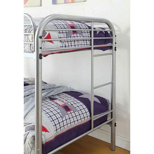 Opal CM-BK931SV-TT Silver Contemporary Twin/Twin Bunk Bed By Furniture Of America - sofafair.com