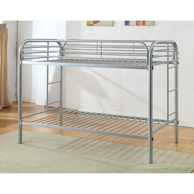 Twin/Twin Bunk Bed by Furniture Of America Opal CM-BK931SV-TT Silver Contemporary - sofafair.com