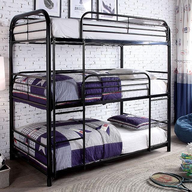 Opal CM-BK937BK Black Contemporary Twin/Twin/Twin Bunk Bed By Furniture Of America - sofafair.com