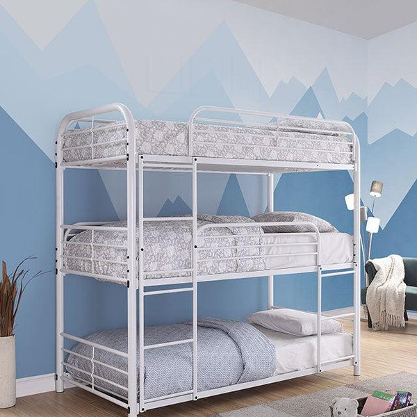 Opal CM-BK937WH White Contemporary Twin/Twin/Twin Bunk Bed By Furniture Of America - sofafair.com