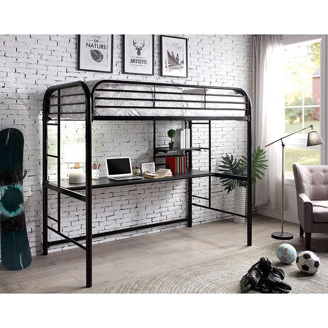 Opal CM-BK938SV Silver Contemporary Twin Loft Bed By Furniture Of America - sofafair.com