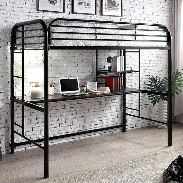 Opal CM-BK938SV Silver Contemporary Twin Loft Bed By Furniture Of America - sofafair.com