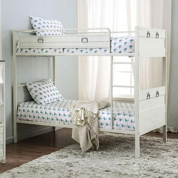 McCredmond CM-BK959 White Industrial Twin/Twin Bunk Bed By furniture of america - sofafair.com
