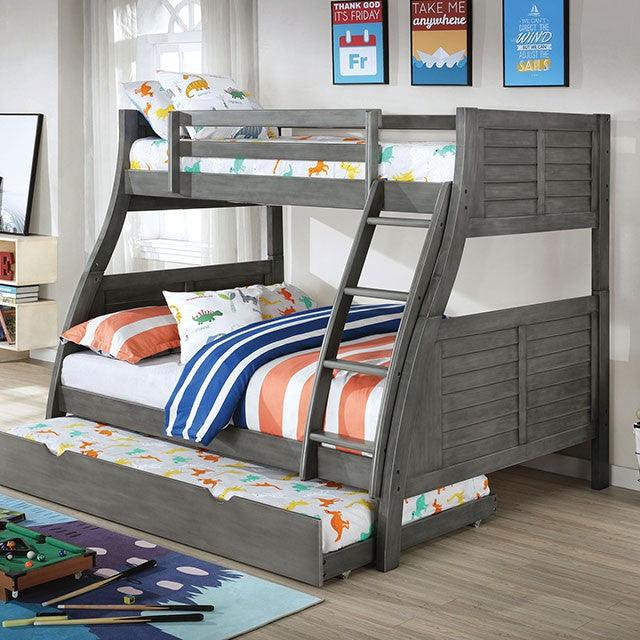 Twin/Full Bunk Bed by Furniture Of America Hoople CM-BK963GY Gray Transitional - sofafair.com