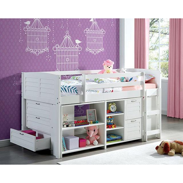 Abigail CM-BK967T White Transitional Twin Loft Bed By Furniture Of America - sofafair.com