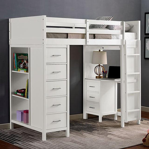 Cassidy CM-BK970 White Transitional Twin Loft Bed By Furniture Of America - sofafair.com