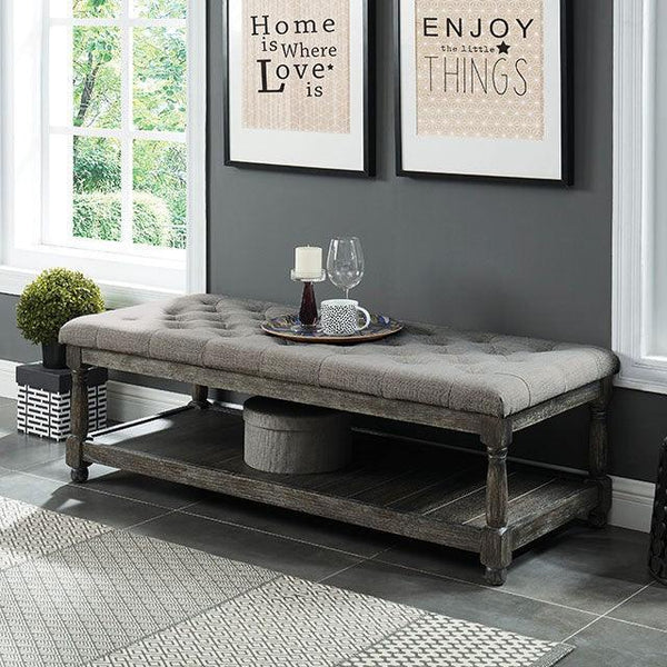 Tanya CM-BN5665GY-3A Gray Rustic Bench By Furniture Of America - sofafair.com