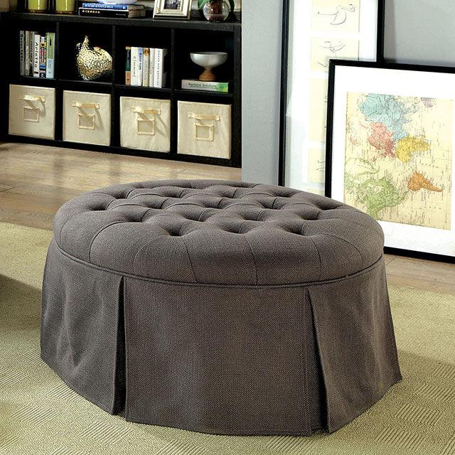 Claes CM-BN6175GY Gray Transitional Round Ottoman By furniture of america - sofafair.com