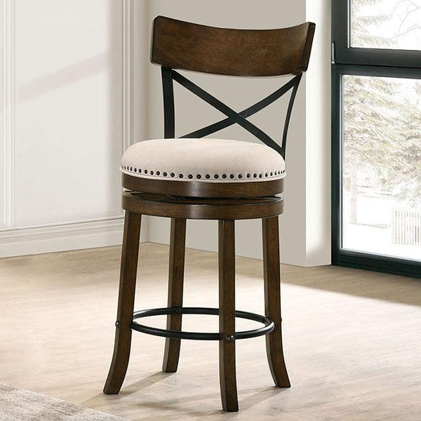 Clarence CM-BR1855A-24-2PK Oak Transitional 24" Swivel Barstool (2/Box) By Furniture Of America - sofafair.com