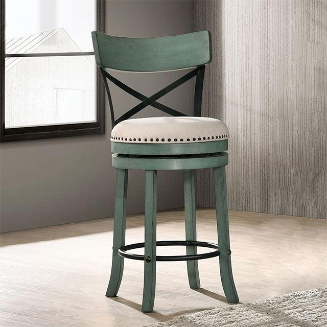 Clarence CM-BR1855GR-24-2PK Antique Green Transitional 24" Swivel Barstool (2/Box) By Furniture Of America - sofafair.com