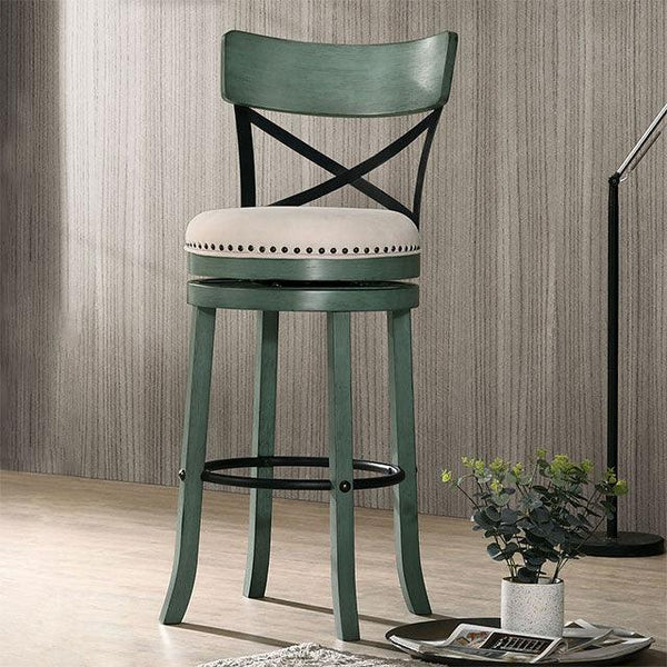 Clarence CM-BR1855GR-29-2PK Antique Green Transitional 29" Swivel Barstool (2/Box) By Furniture Of America - sofafair.com