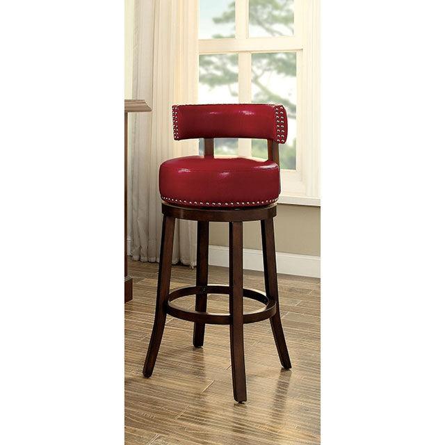 Shirley CM-BR6251RD-24-2PK Dark Oak/Red Transitional 25" Bar Stool (2/Box) By Furniture Of America - sofafair.com
