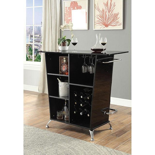 Fuero CM-BT6464BK Black/Chrome Contemporary Bar Table By Furniture Of America - sofafair.com