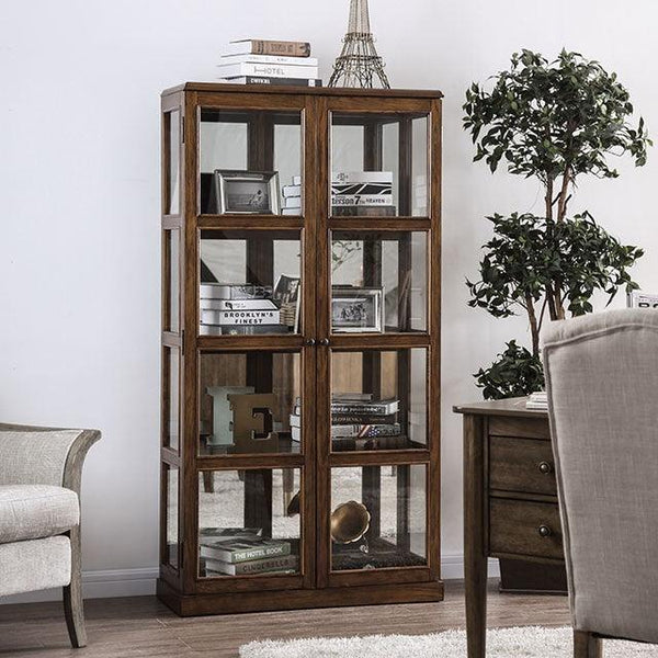 Vilas CM-CR140A Oak Transitional Curio Cabinet By Furniture Of America - sofafair.com
