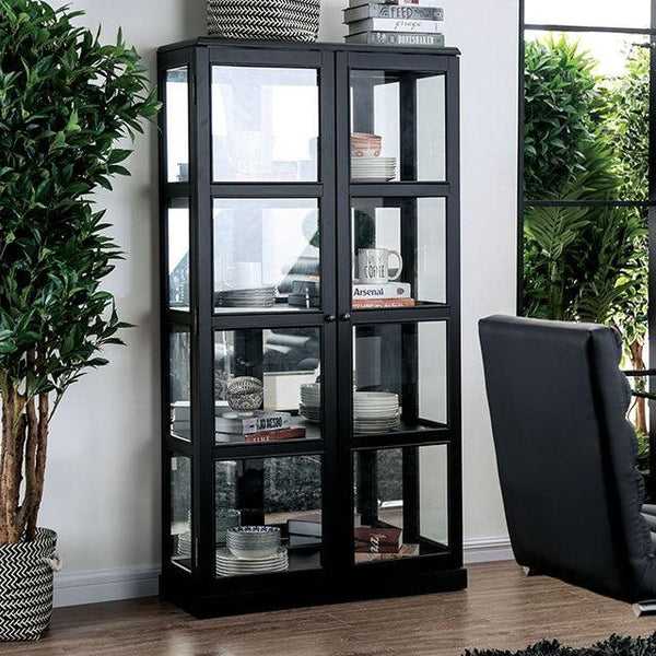 Vilas CM-CR140BK Black Transitional Curio Cabinet By Furniture Of America - sofafair.com