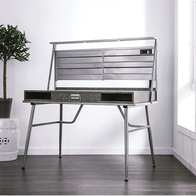Mccredmond CM-DK5566 Silver Industrial Desk By Furniture Of America - sofafair.com