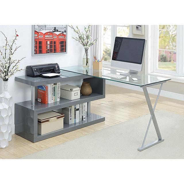 Bronwen CM-DK6131GY Gray Contemporary Computer Desk By Furniture Of America - sofafair.com