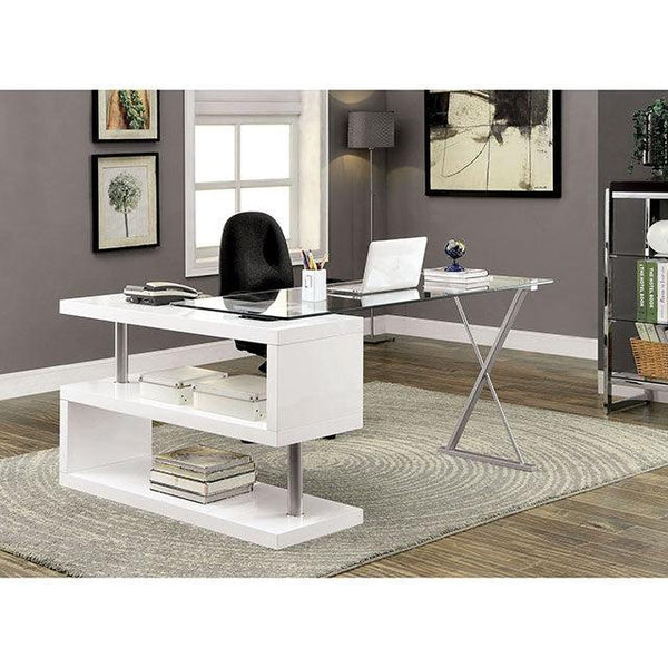 Bronwen CM-DK6131WH White Contemporary Desk By Furniture Of America - sofafair.com