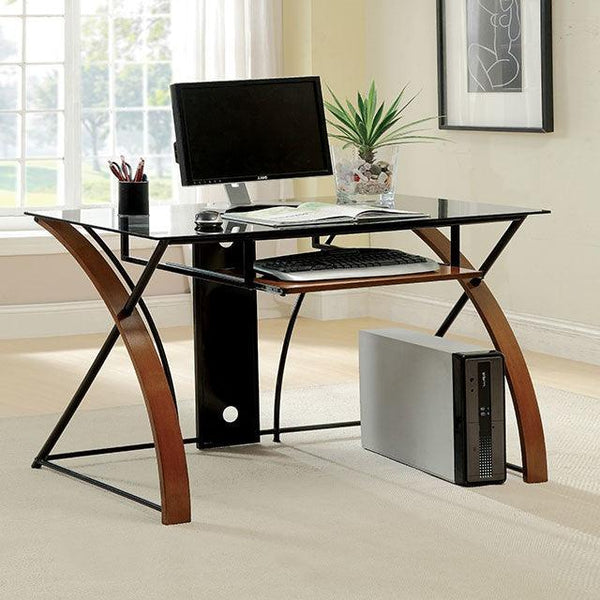 Baden CM-DK6216 Oak/Black Contemporary Computer Desk By Furniture Of America - sofafair.com