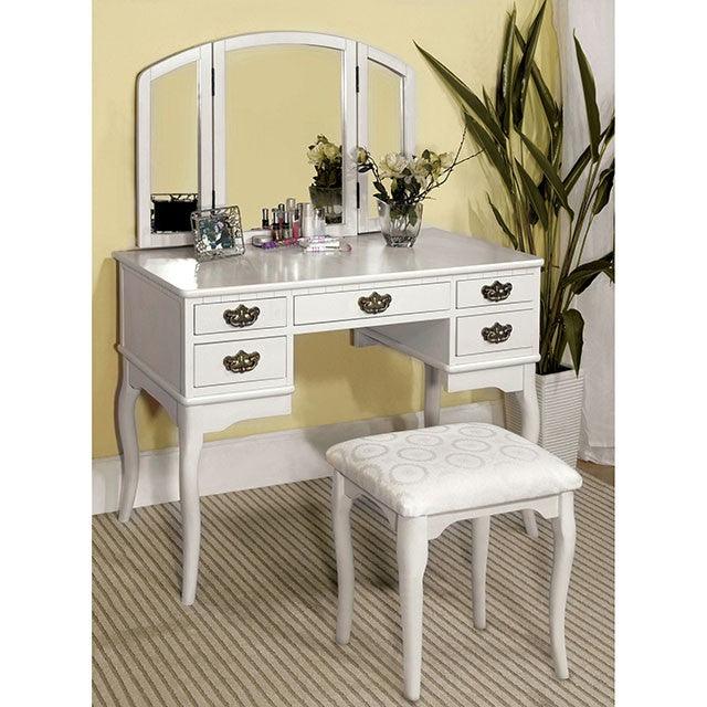 Ashland CM-DK6405WH White Traditional Vanity Table By Furniture Of America - sofafair.com