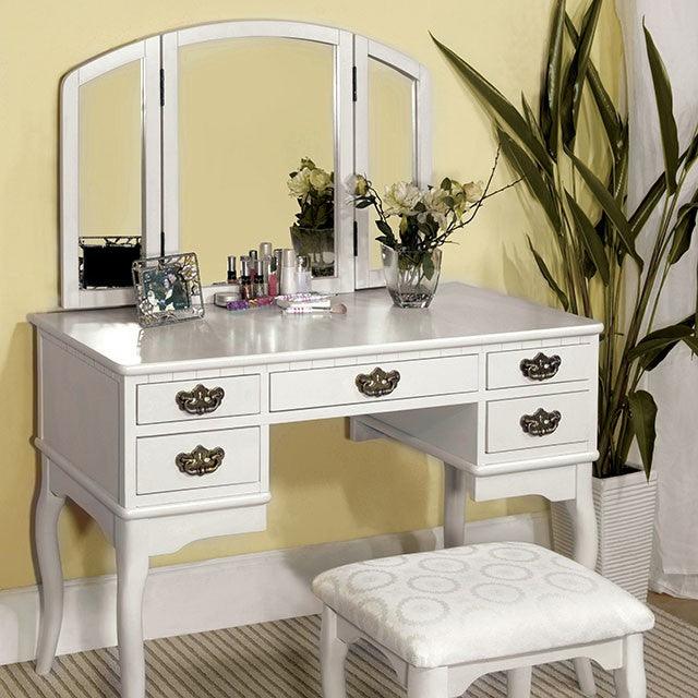 Ashland CM-DK6405WH White Traditional Vanity Table By Furniture Of America - sofafair.com