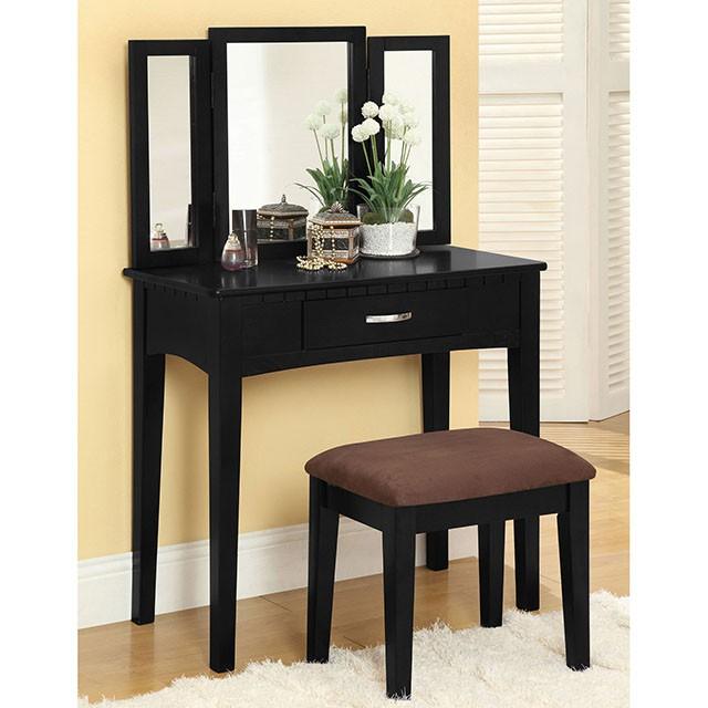 Potterville CM-DK6490BK Black Transitional Vanity Table By Furniture Of America - sofafair.com