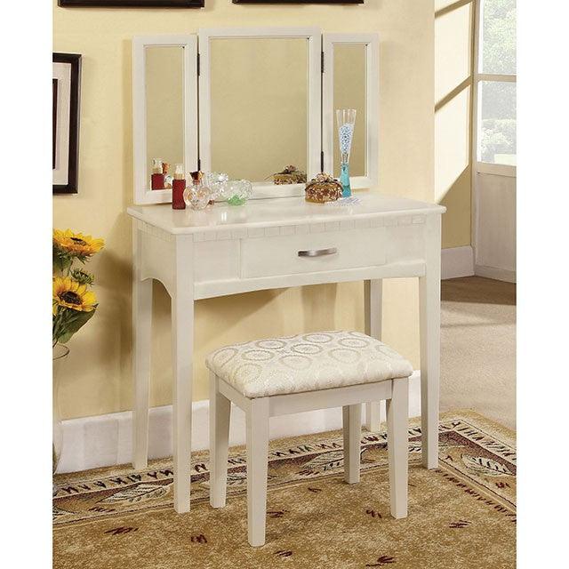 Potterville CM-DK6490WH White Transitional Vanity Table By Furniture Of America - sofafair.com