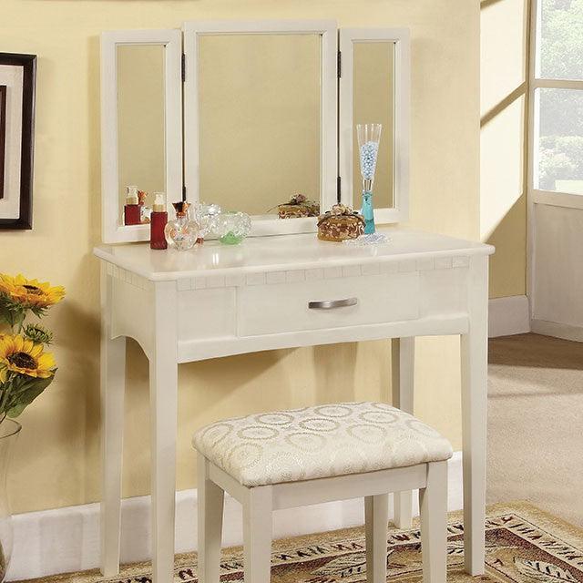 Potterville CM-DK6490WH White Transitional Vanity Table By Furniture Of America - sofafair.com