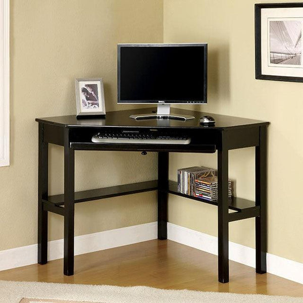 Porto CM-DK6643 Black Transitional Corner Desk By Furniture Of America - sofafair.com