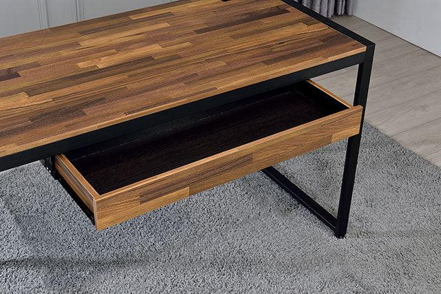 Quincy CM-DK913 Dark Oak/Matte Black Industrial Desk By Furniture Of America - sofafair.com