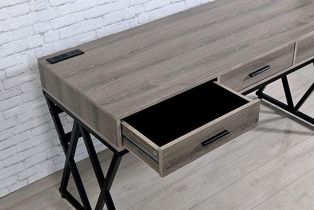 Madras CM-DK921 Gray/Sand Black Industrial Desk By Furniture Of America - sofafair.com