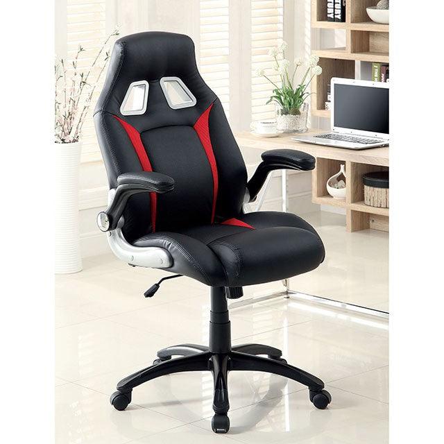 Argon CM-FC612 Black/Silver/Red Contemporary Office Chair By Furniture Of America - sofafair.com