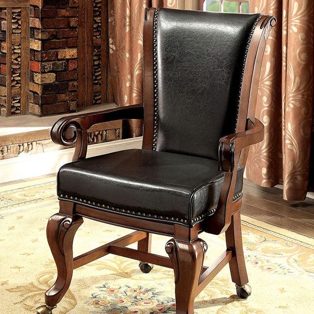Melina CM-GM367CH-AC-2PK Brown Cherry/Black Transitional Arm Chair (2/Box) By Furniture Of America - sofafair.com