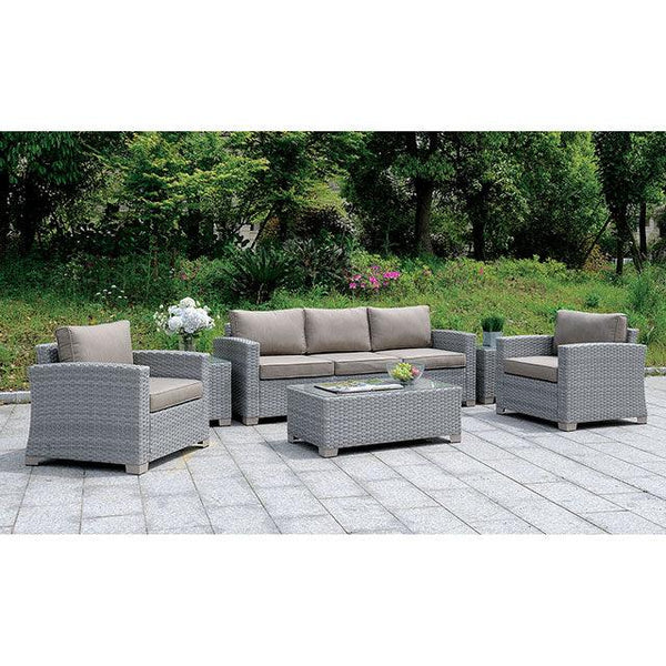 Brindsmade CM-OS1842GY Light Brown/Gray Contemporary 6 Pc. Patio Set W/ Coffee Table & 2 End Tables By Furniture Of America - sofafair.com