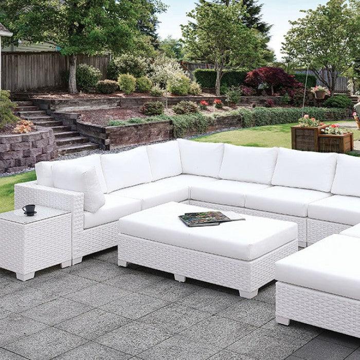 Somani CM-OS2128WH-SET1 White Contemporary U-Sectional + Ottoman By furniture of america - sofafair.com