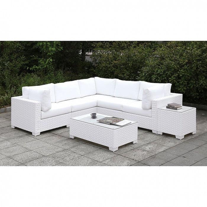 Somani CM-OS2128WH-SET11 White Contemporary L-Sectional + Coffee Table By furniture of america - sofafair.com
